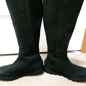 Sorel Ainsley Tall Black Leather Stretch Back Boot